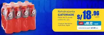 Makro Rehidratante GATORADE Pack de 12 unids. x 500 ml. c/u oferta