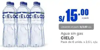 Makro Agua sin gas CIELO Pack de 6 unids. x 2.5 L c/u oferta