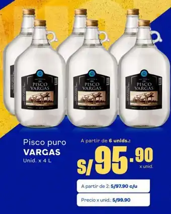 Makro Pisco puro VARGAS Unid. x 4 L oferta