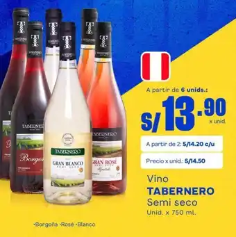 Makro Vino TABERNERO Semi seco Unid. x 750 ml. oferta