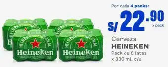 Makro Cerveza HEINEKEN Pack de 6 latas x 330 ml. c/u oferta