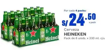 Makro Cerveza HEINEKEN Pack de 6 unids. x 330 ml. c/u oferta