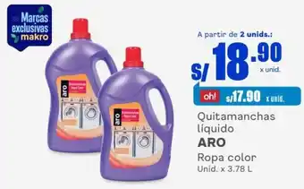 Makro Quitamanchas líquido ARO Ropa color Unid. x 3.78 L oferta