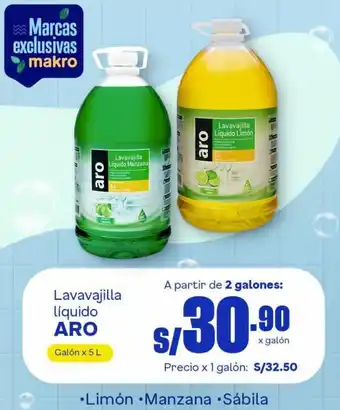 Makro Lavavajilla líquido ARO Galón x 5 L oferta