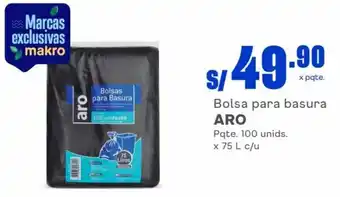 Makro Bolsa para basura ARO Pqte. 100 unids. x 75 L c/u oferta