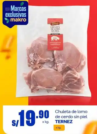 Makro Chuleta de lomo de cerdo sin piel TERNEZ x kg. oferta