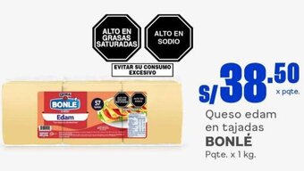 Makro Queso edam en tajadas BONLÉ Pqte. x 1 kg. oferta