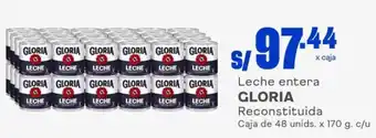 Makro Leche entera GLORIA Reconstituida Caja de 48 unids. x 170 g. c/u oferta