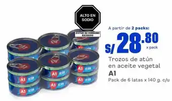 Makro Trozos de atún en aceite vegetal A1 Pack de 6 latas x 140 g. c/u oferta