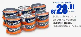 Makro Solido de caballa en aceite vegetal CAMPOMAR Pack de 6 latas x 170 g. c/u oferta