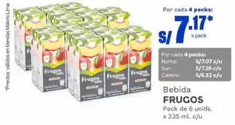 Makro Bebida FRUGOS Pack de 6 unids. x 235 ml. c/u oferta