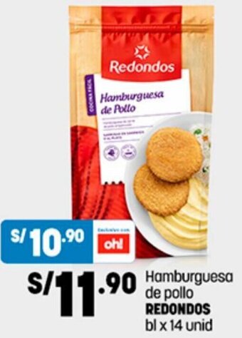 Plaza Vea Hamburguesa de Pollo REDONDOS bl x 14 unid oferta