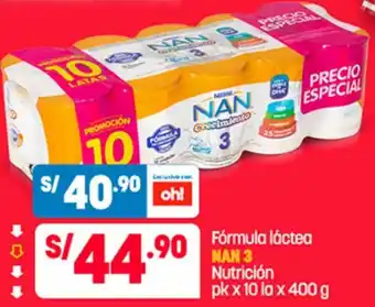 Fórmula láctea NAN 3 Nutrición pk x10 la x 400 g