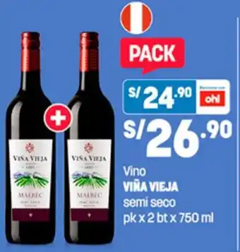 Plaza Vea Vino VIÑA VIEJA semi seco pk x 2 btx 750 ml oferta