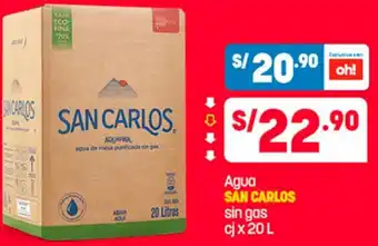 Plaza Vea Agua SAN CARLOS sin gas cjx 20 L oferta