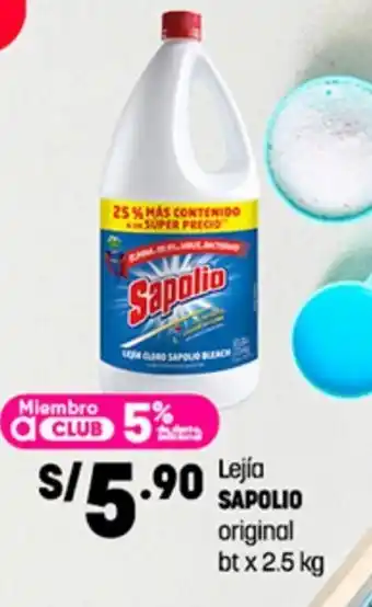 Plaza Vea Lejía SAPOLIO original btx 2.5 kg oferta