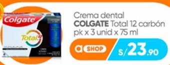 Plaza Vea Crema dental COLGATE Total 12 carbón pk x 3 unid x 75 ml oferta