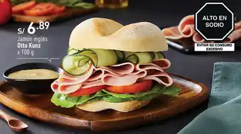 Plaza Vea Jamón inglés Otto Kunz x 100 g oferta