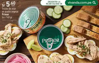 Plaza Vea Trozos de atún en aceite vegetal Primor la x 140 gr oferta