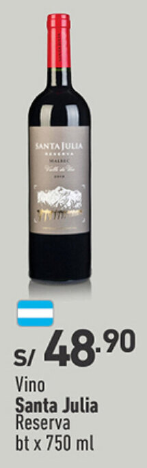 Plaza Vea Vino Santa Julia Reserva bt x 750 ml oferta