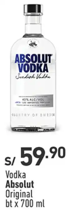 Plaza Vea Vodka Absolut Original bt x 700 ml oferta