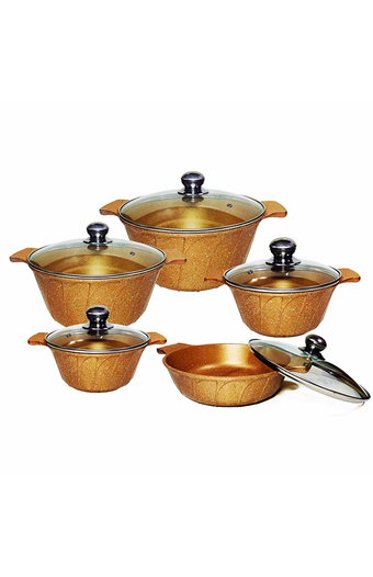 Tiendas EFE Set de ollas de 10pzs ldenbo dorado oferta