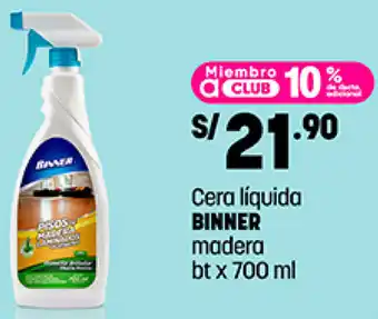 Plaza Vea Cera líquida BINNER madera bt x 700 ml oferta