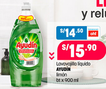 Plaza Vea Lavavajilla líquido AYUDÍN limón bt x 900 ml oferta