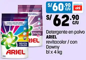 Plaza Vea Detergente en polvo ARIEL revitacolor/con Downy bl x 4 kg oferta