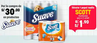 Plaza Vea llévate 1 papel toalla SCOTT multiuso pq x 2 unid oferta