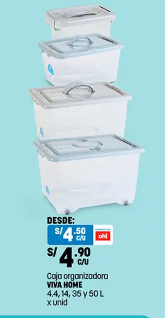 Plaza Vea Caja organizadora VIVA HOME 4.4, 14,35 y 50L x unid oferta