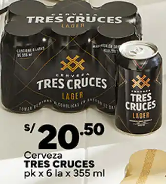 Plaza Vea Cerveza TRES CRUCES pk x 6 la x 355 ml oferta