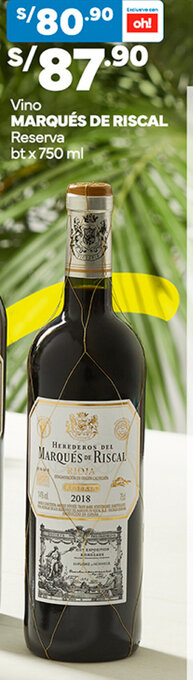 Plaza Vea Vino MARQUÉS DE RISCAL Reserva btx 750 ml oferta