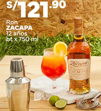 Plaza Vea Ron ZACAPA 12 años bt x 750 ml oferta