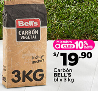 Plaza Vea Carbón BELL'S bl x 3 kg oferta