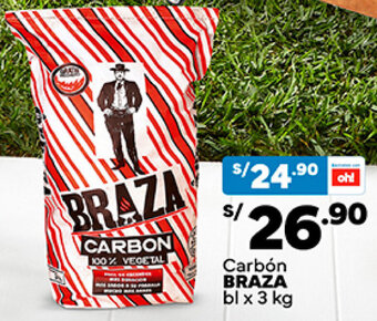 Plaza Vea Carbón BRAZA bl x 3 kg oferta