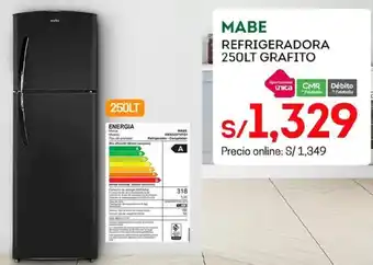 Tottus MABE REFRIGERADORA 250LT GRAFITO oferta