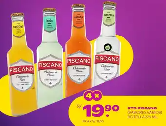 Tambo RTD PISCANO (SABORES VARIOS) BOTELLA 4x275 ML oferta
