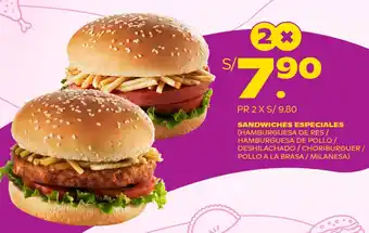 Tambo SANDWICHES ESPECIALES (HAMBURGUESA DE RES / HAMBURGUESA DE POLLO / DESHILACHADO/CHORIBURGUER / POLLO A LA BRASA / MILANESA) oferta