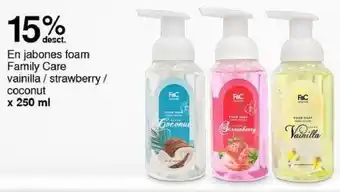 Metro En jabones foam Family Care vainilla / strawberry / coconut x 250 ml oferta