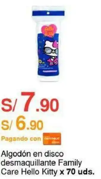 Metro Algodón en disco desmaquillante Family Care Hello Kitty x 70 uds. oferta