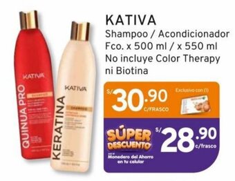 Mifarma KATIVA Shampoo / Acondicionador Fco. x 500 ml / x 550 ml No incluye Color Therapy ni Biotina oferta