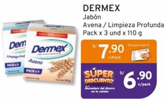 Mifarma DERMEX Jabón Avena/Limpieza Profunda Pack x 3 und x 110 g oferta