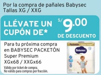 Mifarma Por la compra de pañales Babysec Tallas XG / XXG oferta