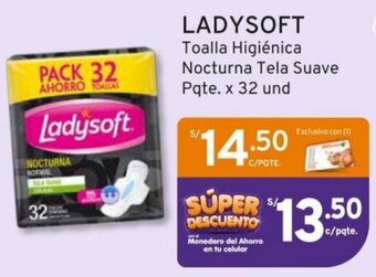 Mifarma LADYSOFT Toalla Higiénica Nocturna Tela Suave Pqte. x 32 und oferta