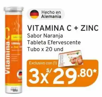 Mifarma VITAMINA C + ZINC Sabor Naranja 100 Tableta Efervescente Tubo x 20 und oferta