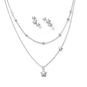 Ésika Set collar + aretes sparkling stars plata oferta