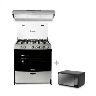 Hiraoka Cocina a glp miray menta plus 5 hornillas + horno microondas miray hmm-20n 20 l + campana extractora miray cem-96 90cm oferta