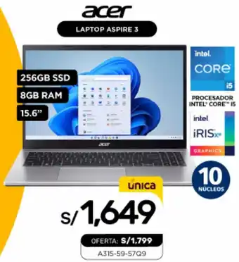 La Curacao Acer LAPTOP ASPIRE 3 256GB SSD 8GB RAM 15.6" oferta