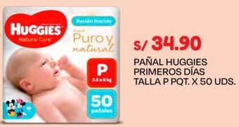 Wong PAÑAL HUGGIES PRIMEROS DÍAS TALLA P PQT. X 50 UDS. oferta